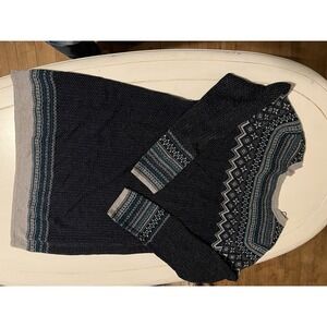 If It Were Me Gray/Blue Fair Isle Wool Blend Sweater Dress Women's Sz L